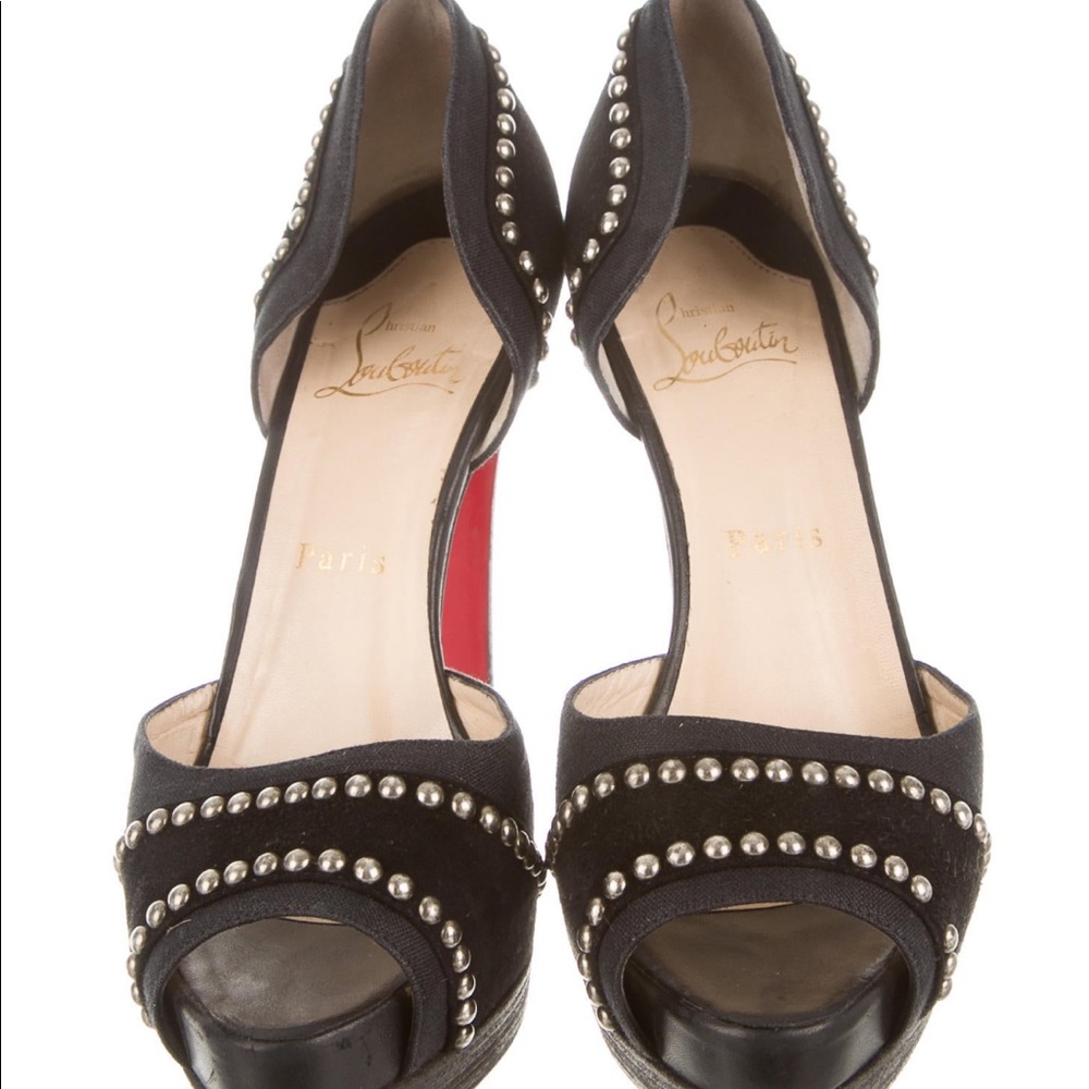 Christian Louboutin Henry Studded Peep-Toed Heels